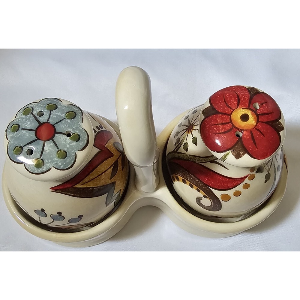 Pier 1 Imports Discontinued Salt & Pepper Shaker Set Carynthum Earthenware - Picture 3 of 15